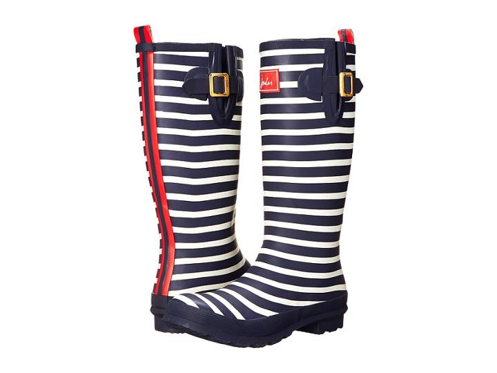 Joules Tall Welly Print (french Navy Stripe Rubber) Women's Rain Boots
