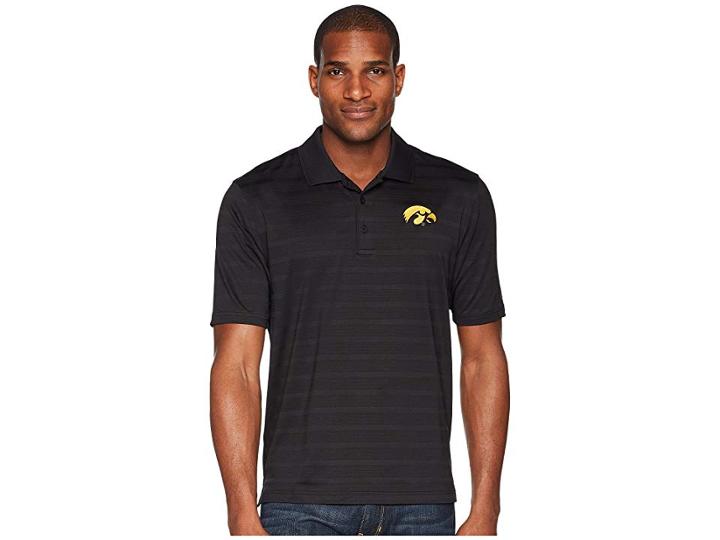 Champion College Iowa Hawkeyes Textured Solid Polo (black) Men's Short Sleeve Pullover