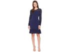 Michael Michael Kors Fabric Mix Long Sleeve Dress (true Navy) Women's Dress