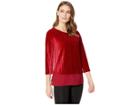 Ivanka Trump Velvet 2-pher Knit Top (ruby) Women's Clothing