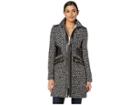 Via Spiga Tassel Popcorn W/ Faux Leather Detail (black/white 2) Women's Coat