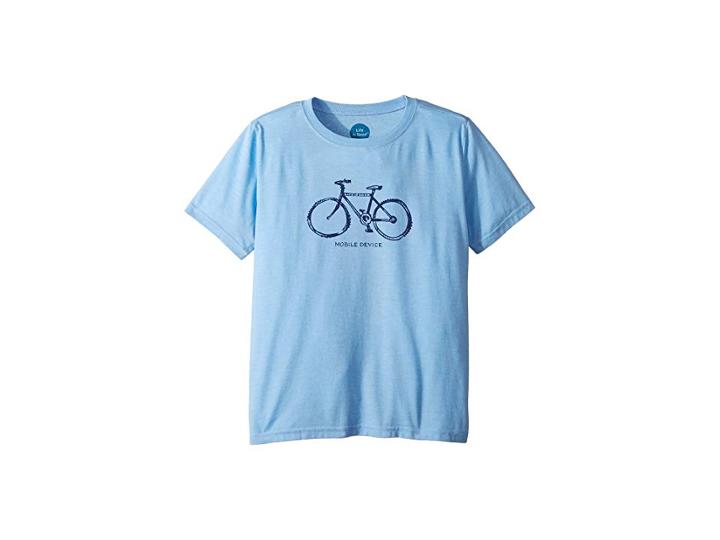 Life Is Good Kids Mobile Device Bike Cool T-shirt (little Kids/big Kids) (carolina Blue) Boy's T Shirt