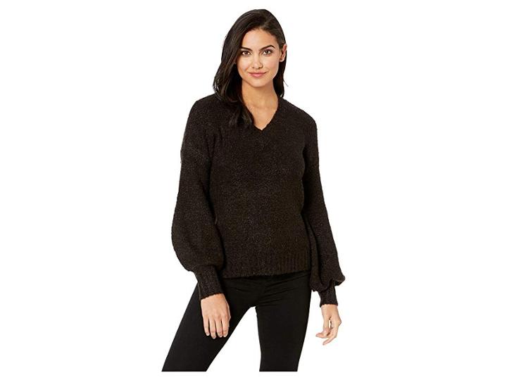 Kensie Fuzzy Boucle Sweater Ksdk5922 (black) Women's Sweater