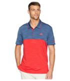 Adidas Golf Ultimate Heather Blocked Usa Polo (mineral Blue Heather/scarlet Heather) Men's Clothing
