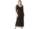 Marina Plus Size Stretch Sequin Lace 3/4 Sleeve Gown (black) Women's Dress