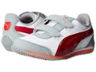 Puma Kids Speed Light Up V (toddler/little Kid/big Kid) (white/limestone Gray/high Risk Red) Boys Shoes