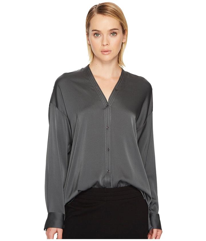 Vince Trapunto V-neck Blouse (mineral) Women's Blouse