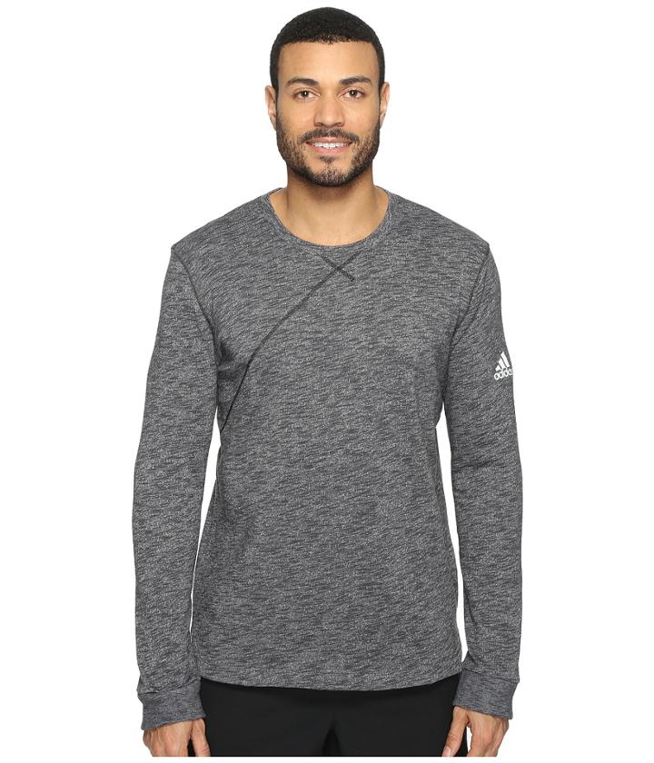 Adidas Cross Up Long Sleeve Tee (utility Black/medium Grey Heather Solid Grey) Men's Long Sleeve Pullover