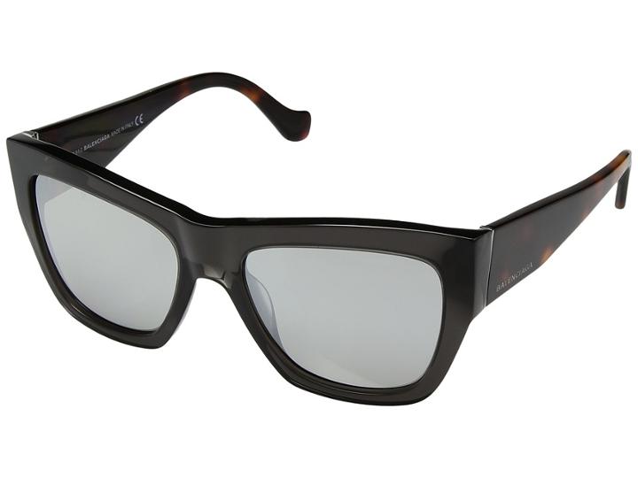 Balenciaga Ba0102 (transparent Grey/havana/flash Smoke) Fashion Sunglasses