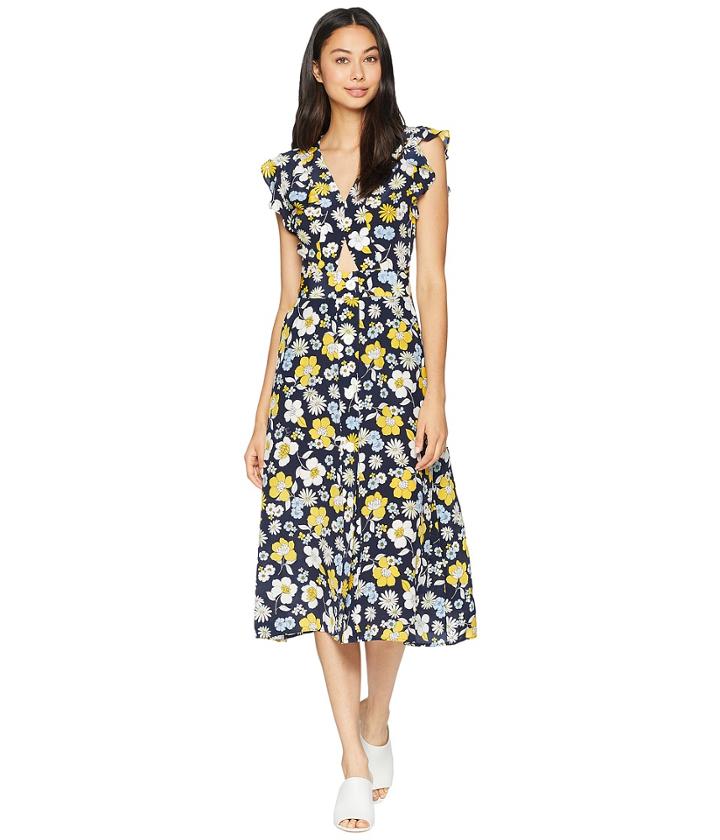 Juicy Couture Silk Garden Floral Midi Dress (regal Garden Floral) Women's Dress