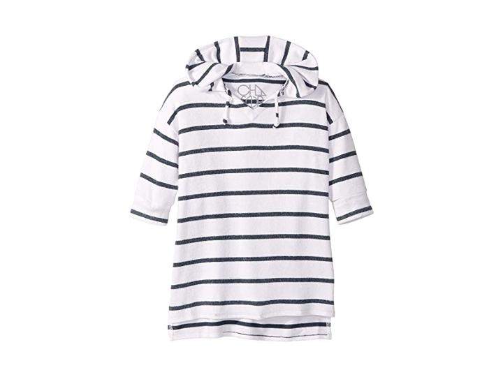 Chaser Kids Super Soft Love Knit Split Side 3/4 Sleeve Pullover Hoodie (little Kids/big Kids) (stripe) Girl's Sweatshirt