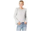 Cece Long Sleeve Ruffled Knit Top (grey Heather) Women's Clothing
