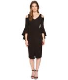 Maggy London Cold Shoulder Sheath Dress With Ruffle Sleeve (black) Women's Dress