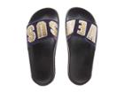 Versus Versace Footbed Sandal Rubber Sole H.20+sequins Lettering Velluto (purple/light Gold/black) Women's Sandals