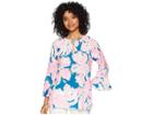 Lilly Pulitzer Willa Flounce Sleeve Top (tidal Wave Pans Garden) Women's Clothing
