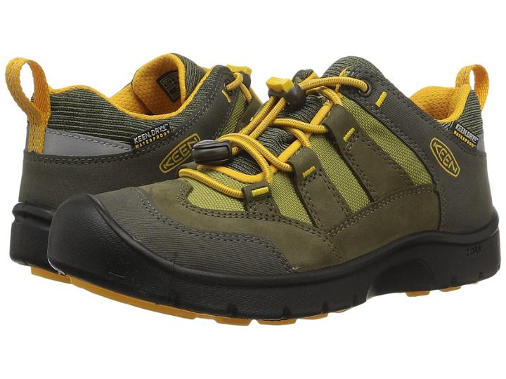 Keen Kids Hikeport Wp (little Kid/big Kid) (dark Olive/citrus) Boy's Shoes
