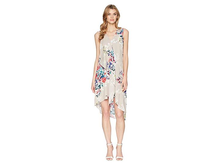 Adrianna Papell Asymmetric Sleeveless Shift Dress (ivory Multi) Women's Dress