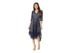 Taylor Long Sleeve V-neck Lace Dress (navy) Women's Dress