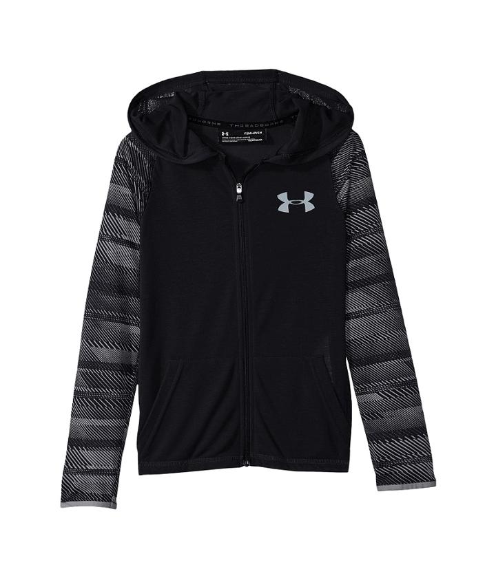 Under Armour Kids Threadborne Full Zip Hoodie (big Kids) (black/black/steel) Boy's Sweatshirt