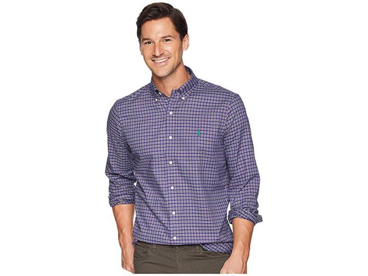 Polo Ralph Lauren Classic Fit Lightweight Twill (purple/tan Multi) Men's Clothing