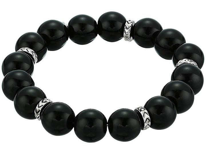 The Sak Color Bead Stretch Bracelet (black/silver) Bracelet