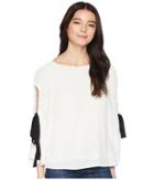 Vince Camuto Specialty Size Petite Bell Sleeve Tie Cold Shoulder Blouse (new Ivory) Women's Blouse