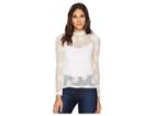 1.state Long Sleeve Mock Neck Embroidered Mesh Top (soft Ecru) Women's Clothing