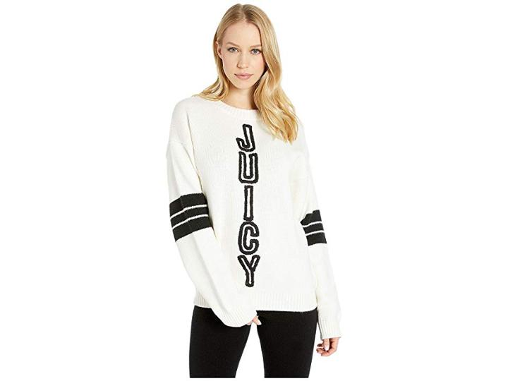 Juicy Couture Juicy Varsity Sweater (bleached Bone) Women's Clothing