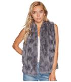 Jack By Bb Dakota Cheerio Swirly Textured Soft Faux Fur Vest (charcoal Grey) Women's Vest