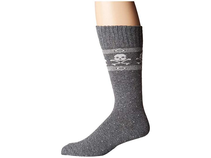 Polo Ralph Lauren Single Cashmere Blend Skulls (grey Heather) Men's Crew Cut Socks Shoes