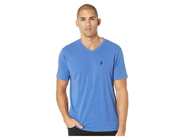 U.s. Polo Assn. V-neck Short Sleeve T-shirt (cobalt Heather) Men's Short Sleeve Pullover
