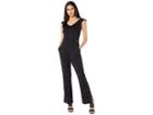 Bebe Ruffle Off The Shoulder Slit Leg (jet Black) Women's Jumpsuit & Rompers One Piece