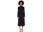 Red Valentino Long Knit Dress W/ Point D'esprit Tulle And Eyelets Detail (black) Women's Dress