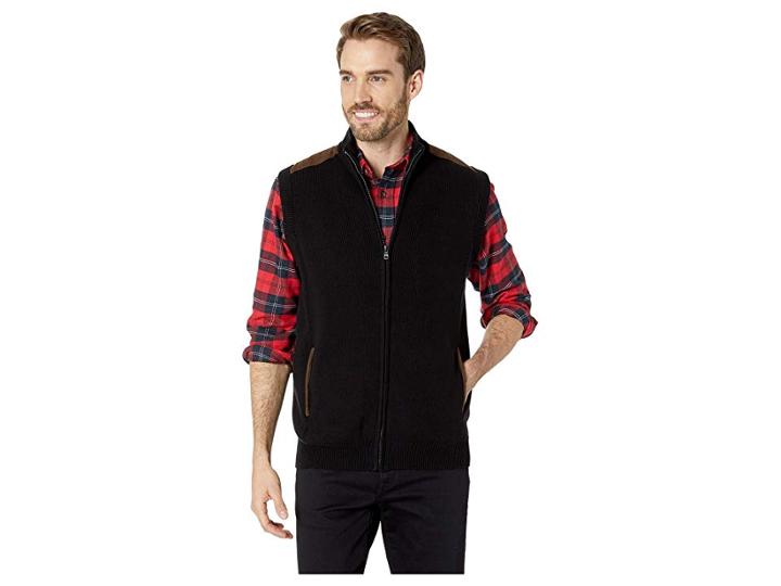 Chaps Cotton-zip Sweater Vest (polo Black) Men's Vest
