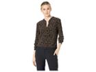 Anne Klein Long Sleeve Split-neck Tunic (anne Black/havana Combo) Women's Blouse