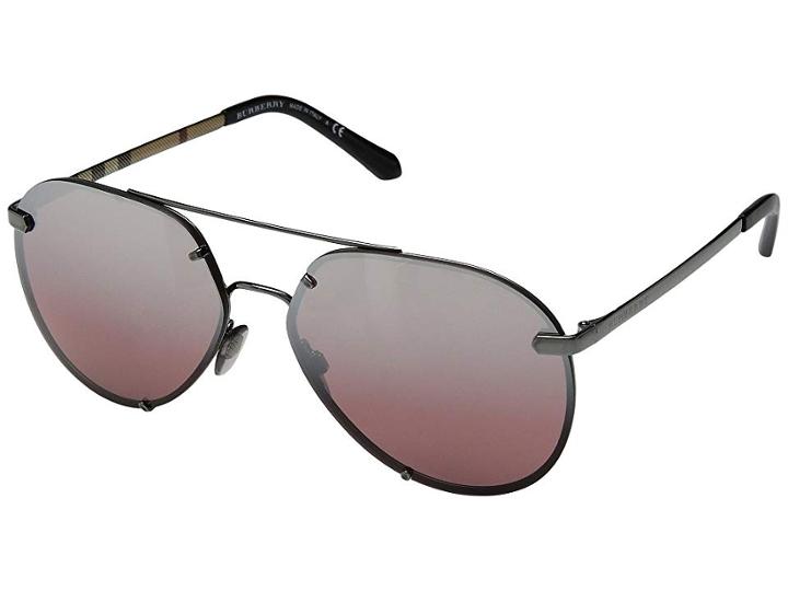 Burberry 0be3099 (dark Gunmetal/pink Mirror Silver) Fashion Sunglasses