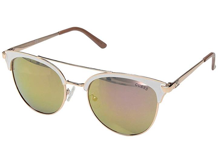 Guess Gf6048 (shiny Rose Gold/bordeaux Mirror Lenses) Fashion Sunglasses