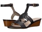 Cole Haan Findra Woven Slide Wedge Sandal (black Leather) Women's Sandals