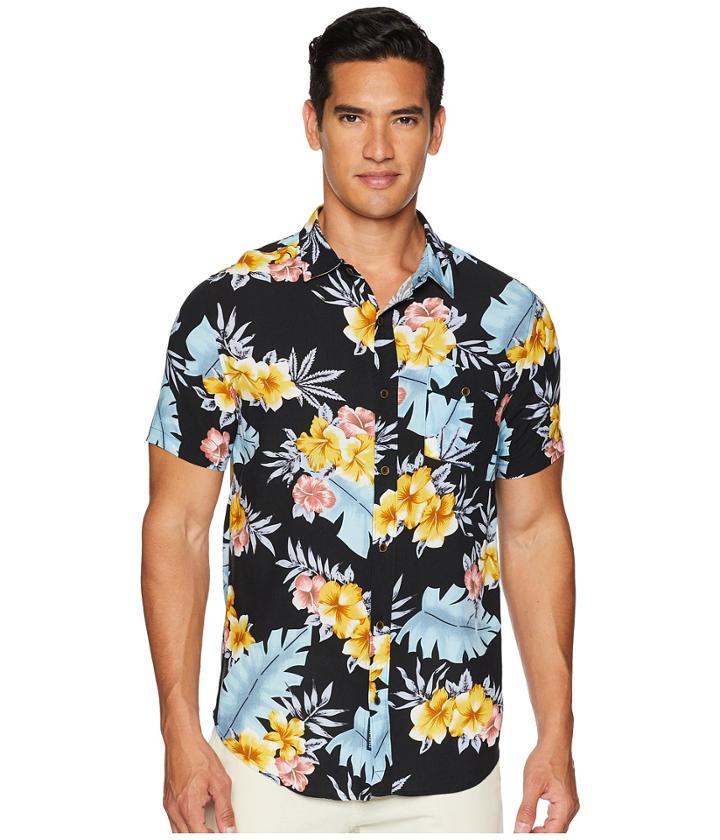 Roark Blush Doctor Woven Shirt (black) Men's Short Sleeve Button Up