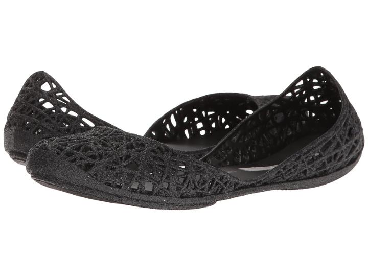 Melissa Shoes Melissa Campana Zig Zag (black Glitter) Women's Flat Shoes