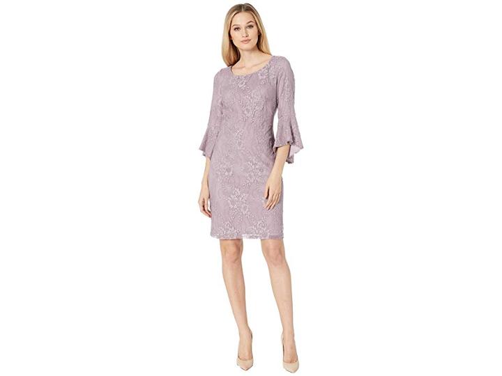 Nine West Lace 3/4 Peplum Sleeve T-shirt Dress (violet Dove) Women's Dress