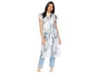 Vince Camuto Flutter Sleeve Floral Side Tie Long Tunic (ultra White) Women's Blouse