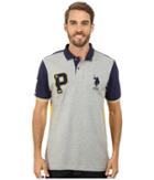 U.s. Polo Assn. Color Block Pique Polo (heather Gray) Men's Short Sleeve Knit