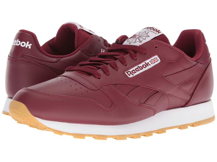 Reebok Classic Leather (merlot/white/gum Rubber) Men's Classic Shoes