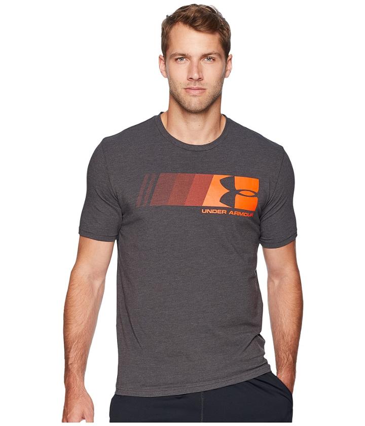 Under Armour Ua Fast Left Chest Update Tee (charcoal Medium Heather/magma Orange) Men's Sleeveless