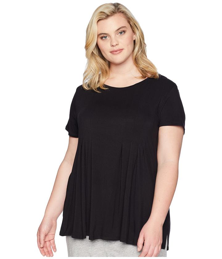 Donna Karan Plus Size Modal Spandex Jersey Top (black) Women's Pajama
