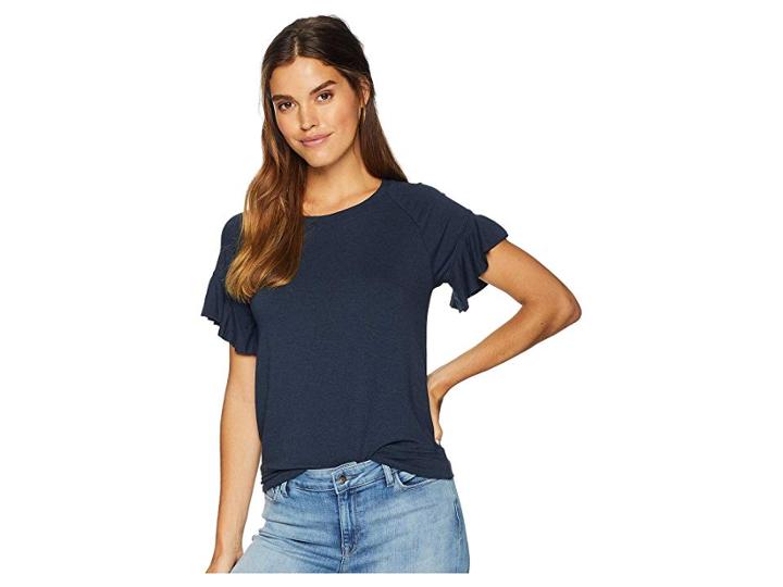 Michael Stars Elevated French Terry Flutter Sleeve Tee (passport) Women's T Shirt