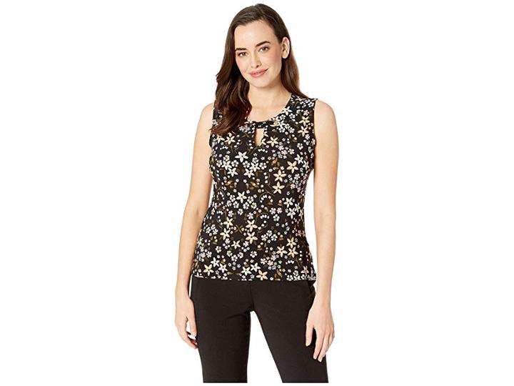 Tommy Hilfiger Printed Grommet Knit Top (praline Multi) Women's Clothing