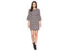 Calvin Klein Printed Ponte Bell Sleeve Cd8pb86l (black Multi) Women's Dress