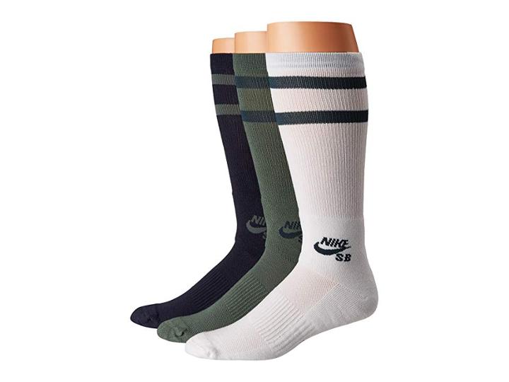 Nike Crew Skateboarding Socks 3-pair Pack (deep Jungle/white/clay Green) Crew Cut Socks Shoes